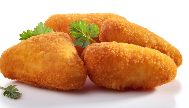 fried chicken nuggets isolated on a white background.