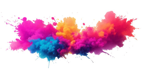 Multicolor powder explosion on White background. Colored cloud. Colorful dust explode. Paint Holi. colorful rainbow Holi paint color powder explosion with bright colors isolated white background.	