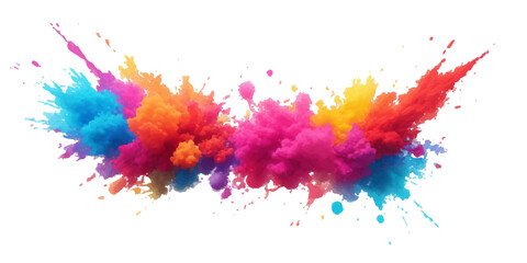 Multicolor powder explosion on White background. Colored cloud. Colorful dust explode. Paint Holi. colorful rainbow Holi paint color powder explosion with bright colors isolated white background.	