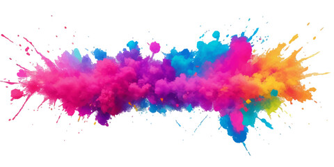 Multicolor powder explosion on White background. Colored cloud. Colorful dust explode. Paint Holi. colorful rainbow Holi paint color powder explosion with bright colors isolated white background.	