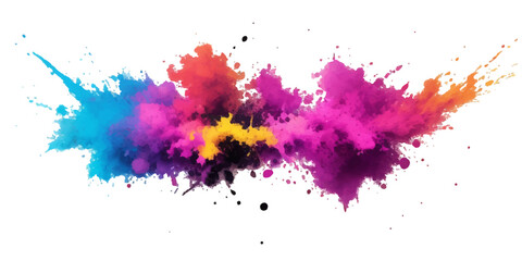 Multicolor powder explosion on White background. Colored cloud. Colorful dust explode. Paint Holi. colorful rainbow Holi paint color powder explosion with bright colors isolated white background.	