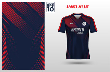 T-shirt sport design template with halftone pattern for soccer jersey. Sport uniform in front view. Tshirt mock up for sport club. Vector Illustration