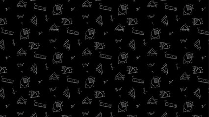 Seamless pattern with mathematics icons on black background. Vector illustration