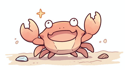 Naklejka premium Cute Crab Illustration - Adorable Sea Creature Cartoon Art