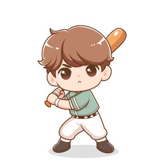 a cute boy with a baseball bat in his hand