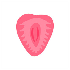 Minimal pink illustration of a strawberry slice, representing freshness, health, and vibrant tropical flavors, great for food, wellness, or summer-themed designs.