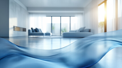 Interior of modern living room with carpet and sofa. 3d rendering