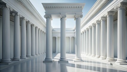 Obraz premium White architectural building with columns and leading lines