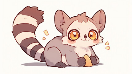 Fototapeta premium Cute Lemur Cartoon Illustration - Adorable Animal Drawing