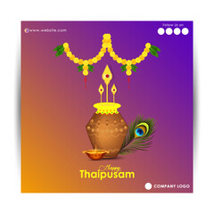 Vector illustration concept of Happy Thaipusam or Thaipoosam greeting with celebrating