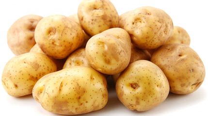 A stack of  potatoes isolated on a white background