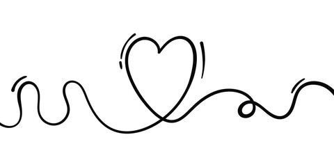 Valentines continuous line art hand drawn. Vector illustration