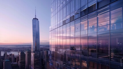 Naklejka premium Sleek Futuristic Skyscraper with Glass Panels