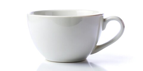 White ceramic cup on white background perfect for your favorite beverage