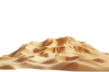 Golden sand dunes in a wavy desert landscape, isolated on a transparent background