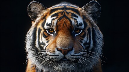 Powerful Black Tiger: Detailed Close-Up Isolated for Design Projects. Generative AI