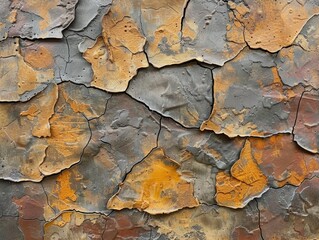 Fototapeta premium Close-up of rusted metal: Organic textures, faded tones, industrial wear 