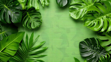 Obraz premium Lush green leaves on a vibrant background
