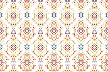 Abstract Ikat seamless pattern, perfect for ethnic-themed backgrounds, curtains, carpets, wallpapers, clothing, and decorations. Ideal for wrapping paper, batik,greeting cards, printing,creative uses.
