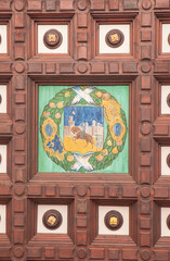 Plaza de Espana wooden coffered ceiling, Seville, Spain