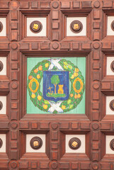Plaza de Espana wooden coffered ceiling, Seville, Spain