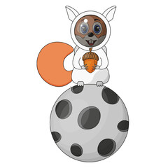 Funny squirrel astronaut on the moon. Squirrel and acorn isolated transparent background. Cute squirrel can used children's clothes t-shirt template print. EPS 10