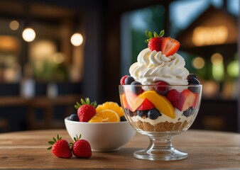 fruit salad with cream