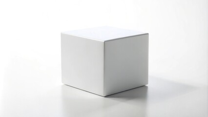 White cube blank box isolated on white background