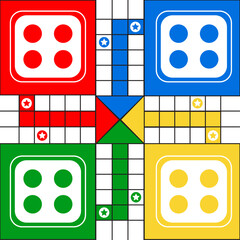 It's a classic family board game. Vector ludo board family game. Ludo board game. Ludo game board design.