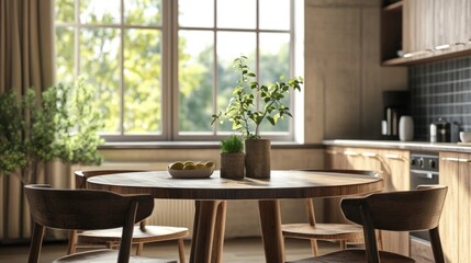 Obraz premium Modern Elegance: A Serene Kitchen Living Space