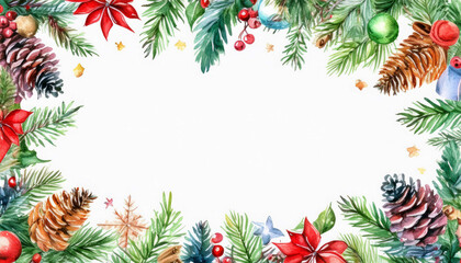水彩画のクリスマスのフレームイラスト