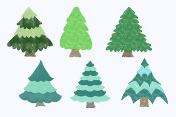 Christmas trees in winter. Perfect for greeting cards, decor, and seasonal designs that celebrate the joy of winter.