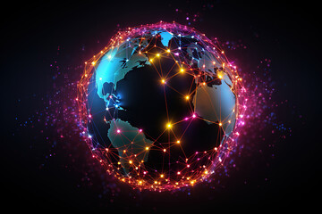 Awesome global communication and networking concept with interconnected lines and dots