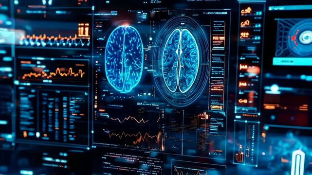 Futuristic remote control with display for human brain research.