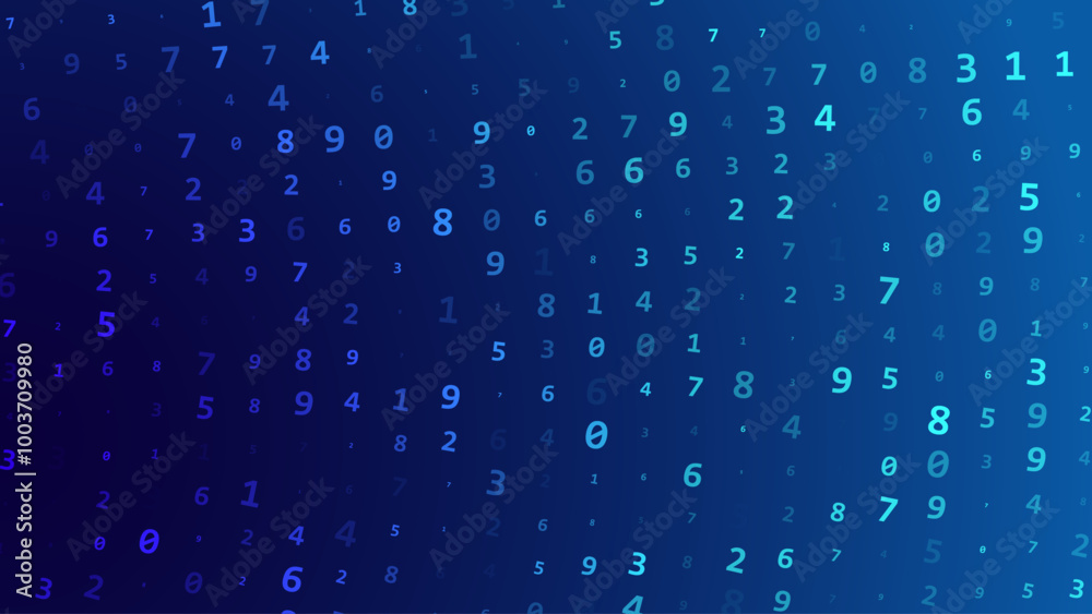 Fototapete Abstract Numbers Circular Matrix Background. Binary Computer Machine Code On Arcs. Coding Programming Hacker Concept. Computer Science or Network Security Education Vector Background Illustration.