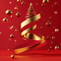 Christmas winter background with christmas tree in snowdrift,Realistic 3d design Xmas card decoration,gift box,fir branches, pine cones,Merry Christmas,Happy new year banner,Vector illustration.