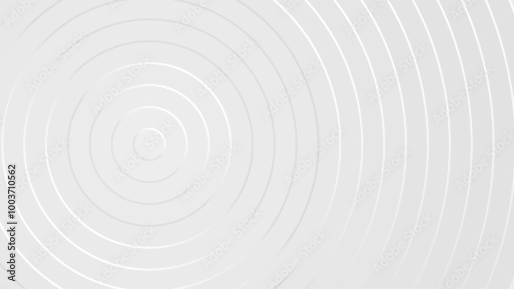 Poster Abstract White Circles Background. Circular Graphic Design Template. Vector Illustration. Simple Round Backdrop For Business Presentations. Minimal Style Concentric Circles with Shadows.