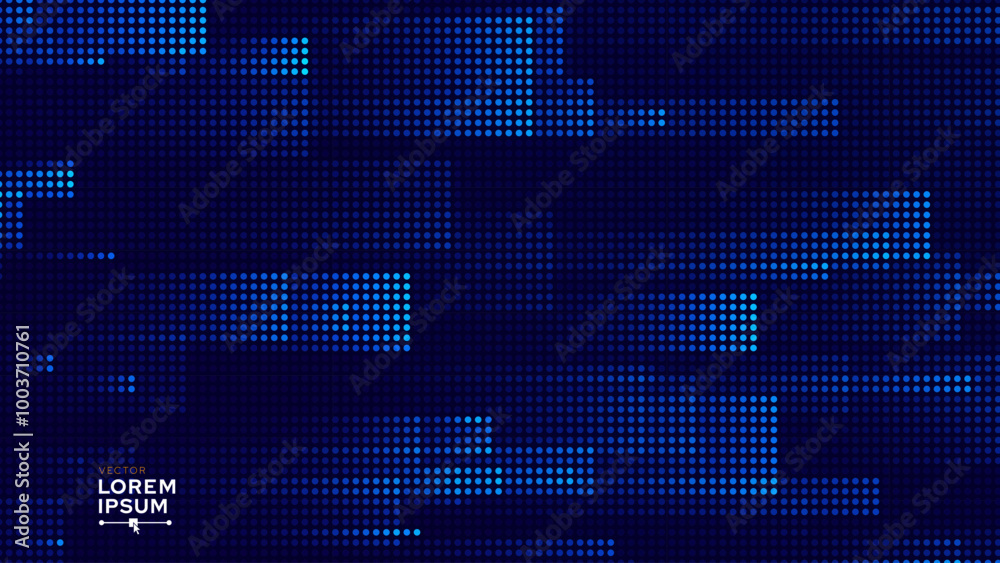 Poster Abstract Digital Mosaic Grid Dots Halftone Tech Background Pattern. Colorful Pixels Moving Fast on Grid. Hi-Tech Minimal Technology Design Texture. Digital Data Flow Transfer. Vector Illustration.