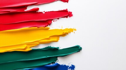 Colorful paint strokes creating a vibrant artistic background on white canvas.
