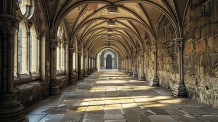 Fantasy medieval gallery in the castle.