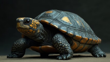 Obraz premium A turtle illustrated with a textured pattern, emphasizing the detailed surface of its shell.