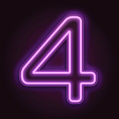 Number 4 neon sign number four on a dark background