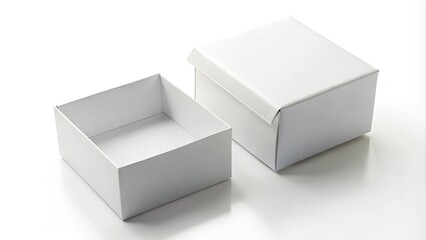 white square folding gift box mockup on white background