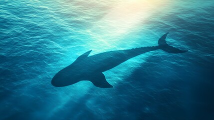 Whale Silhouette Underwater