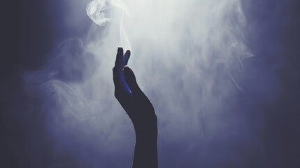 Ethereal Hand Reaching Through Misty Smoke