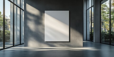 Obraz premium Blank White Poster on Wall in Empty Room