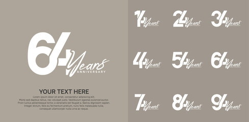 Fototapeta premium Anniversary logo set vector design, white color for celebration event