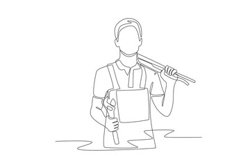 Plumber. Plumber concept one-line drawing