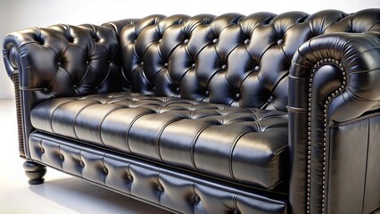 Obraz premium Luxurious black leather furniture with a tilted angle
