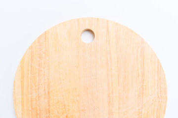 brown wooden sphere cuttingboard isolated on white background